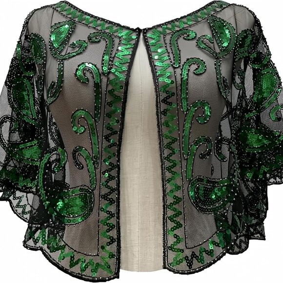 1920s Womens Sequin Beaded Evening Wrap Shawl for Wedding Party Dress